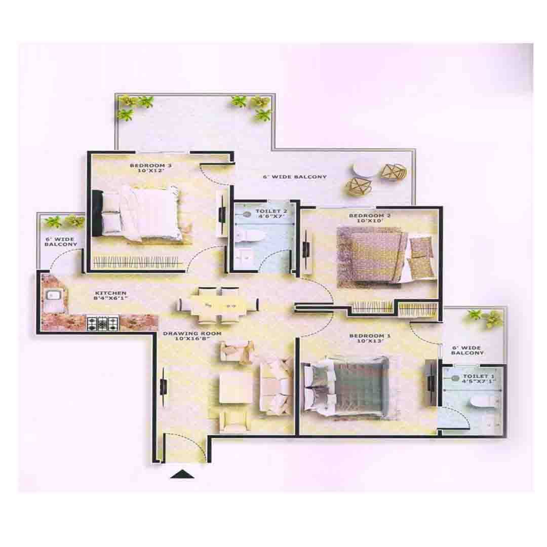 Floor Plans 3BHK apartment in Sector 88