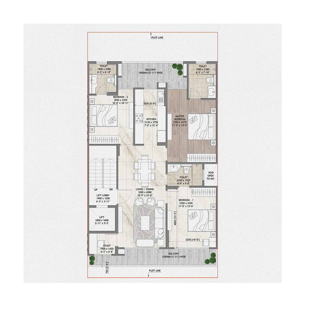 Daxin Vistas Signature Global 3BHK Floor Plan