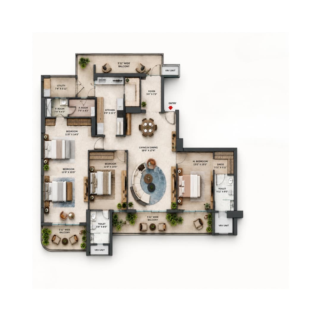 whiteland Westin Residences 3BHK Floor Plan