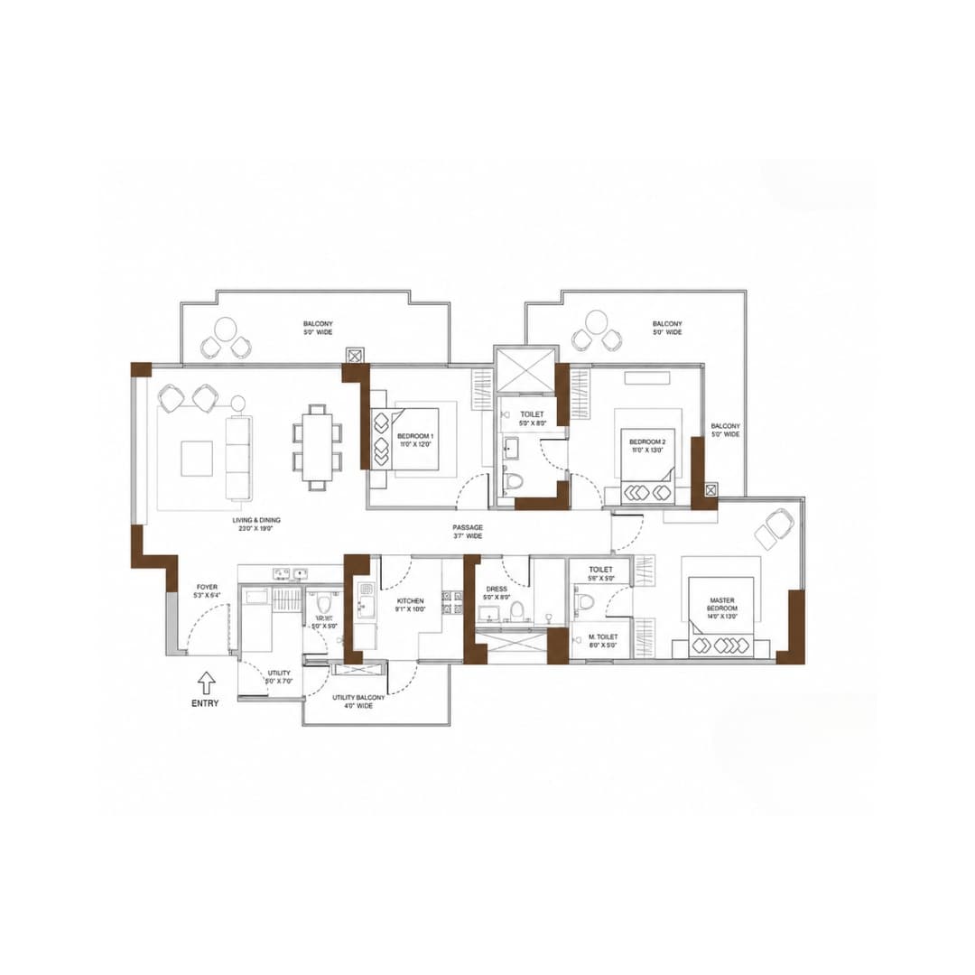 Elaira Residences 3BHK Apartment