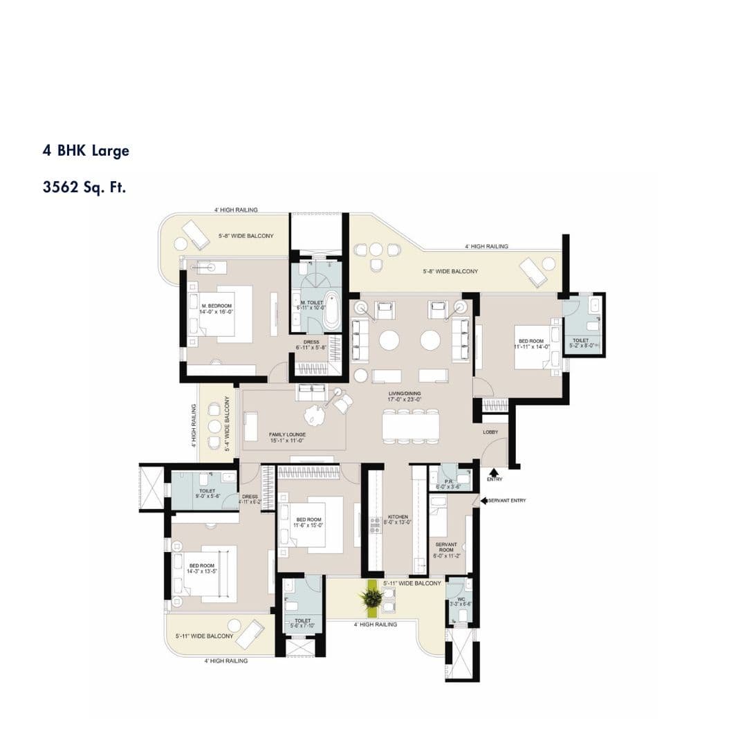 4S Aurrum 4BHK Floor Plan