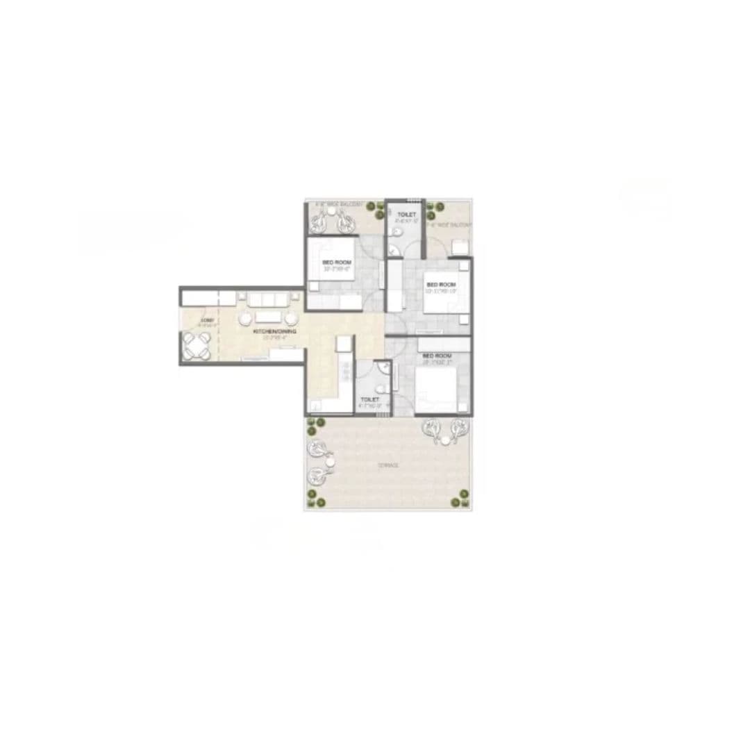 Yashika Green Square 3BHK (Type-7A) Apartment