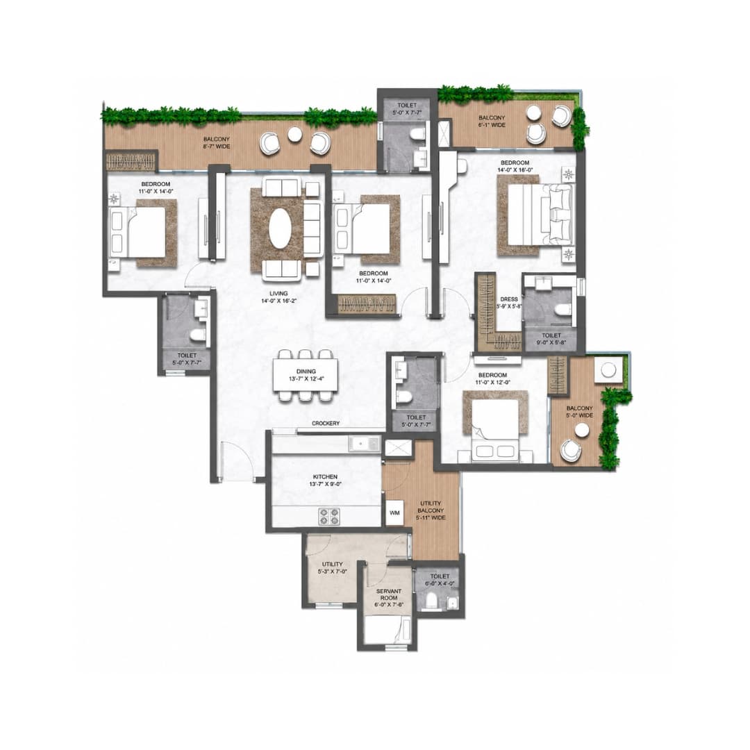 Golf Hills Floor Plan 4bhk