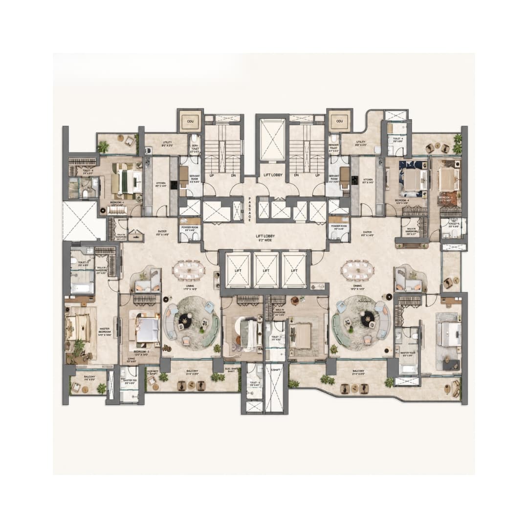 Whiteland Urban Resort 4BHK Floor Plan