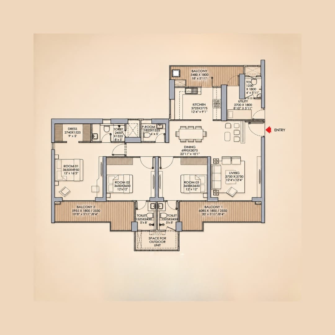 Godrej Aristocrat 49 3BHK Apartment