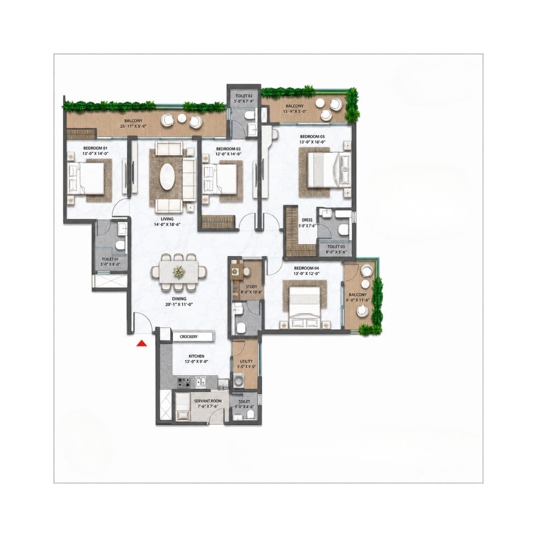 Golf Hills Floor Plan 4bhk