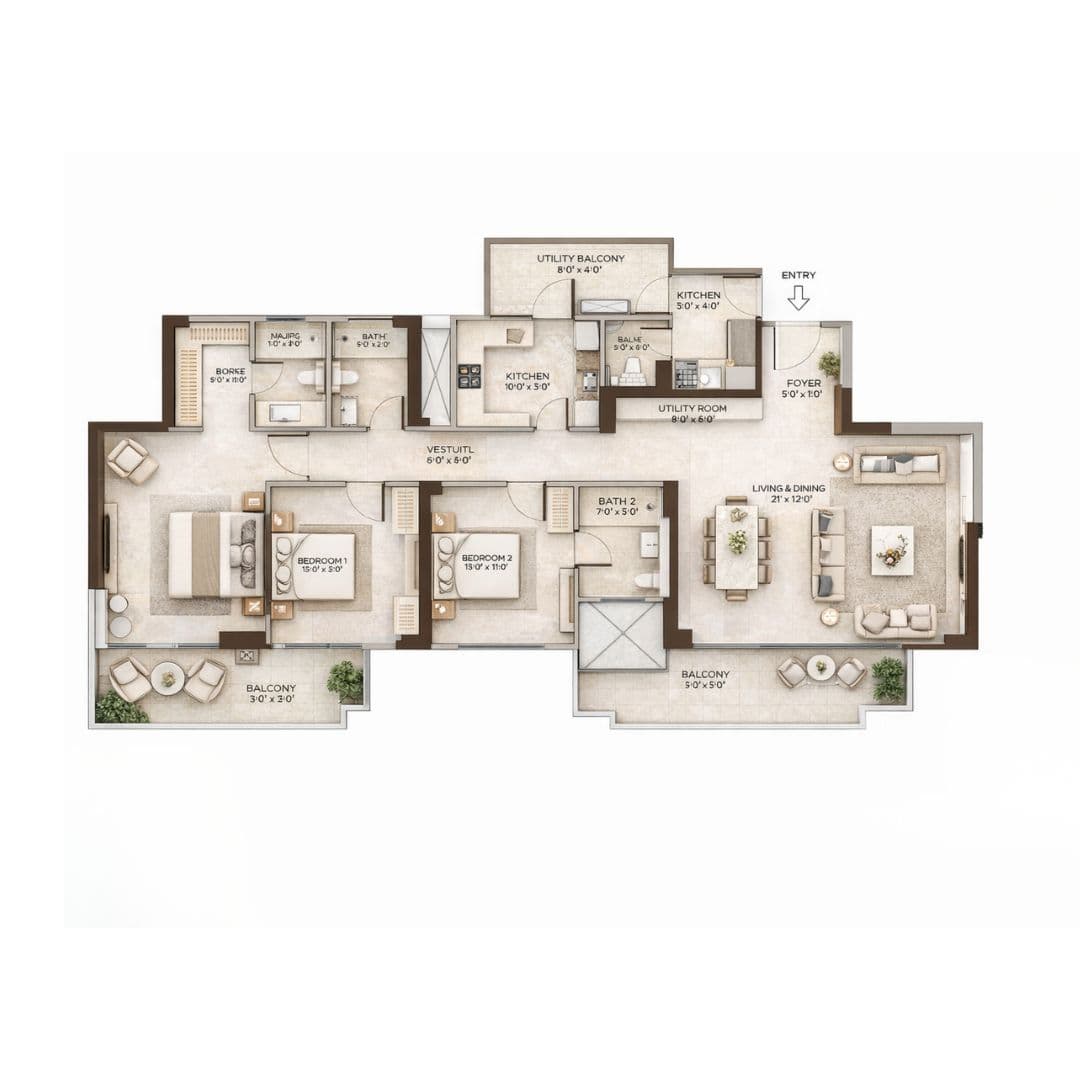 Elaira Residences 3BHK Apartment