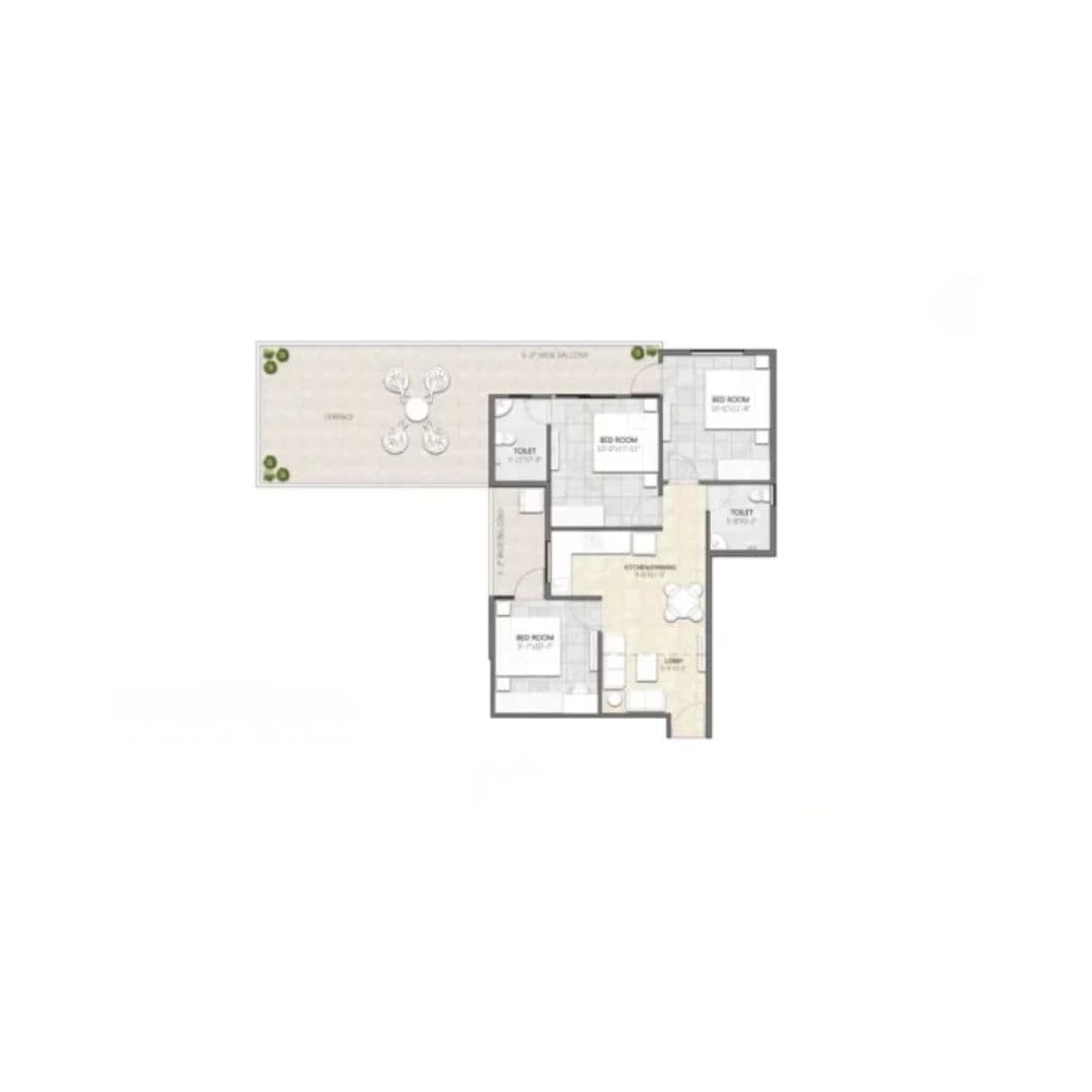 Yashika Green Square 3BHK floor plan