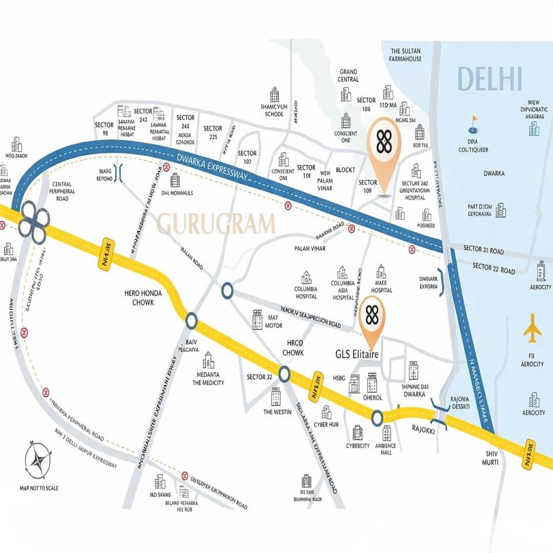 Sobha Aranya Sector-80 Gurgaon Location Map