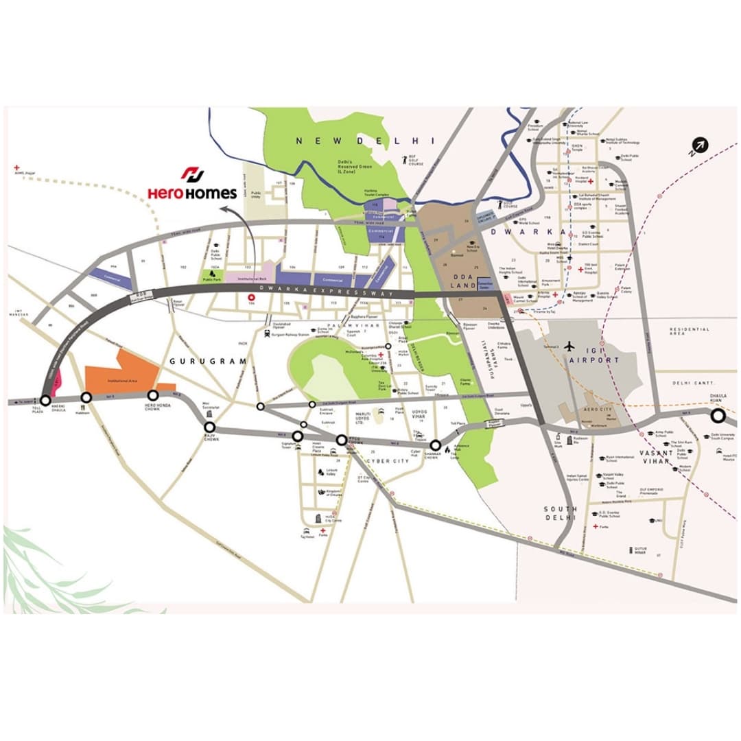 Hero Homes The Palatial Sector 104 Gurgaon Location Map