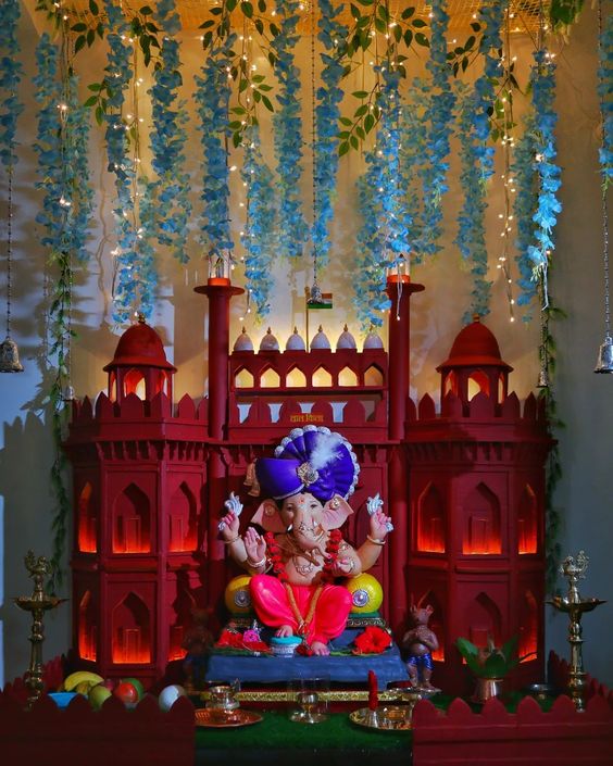 ganpati decoration ideas for home peacock