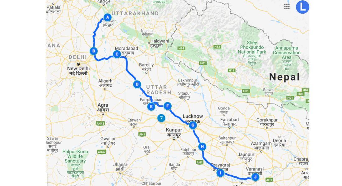 Ganga Expressway Route Map