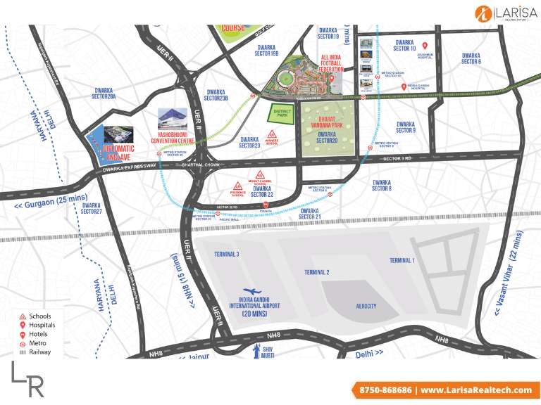 Omaxe Mall Sector 19B Dwarka Location Map