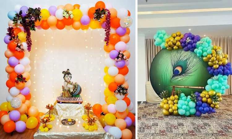 JKrishna anmashtami Decoration Ideas at Home with Ballons