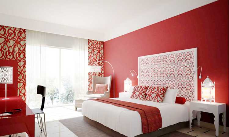 red two colour combination for bedroom walls