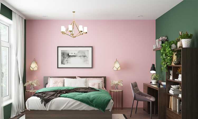 pink two colour combination for bedroom walls