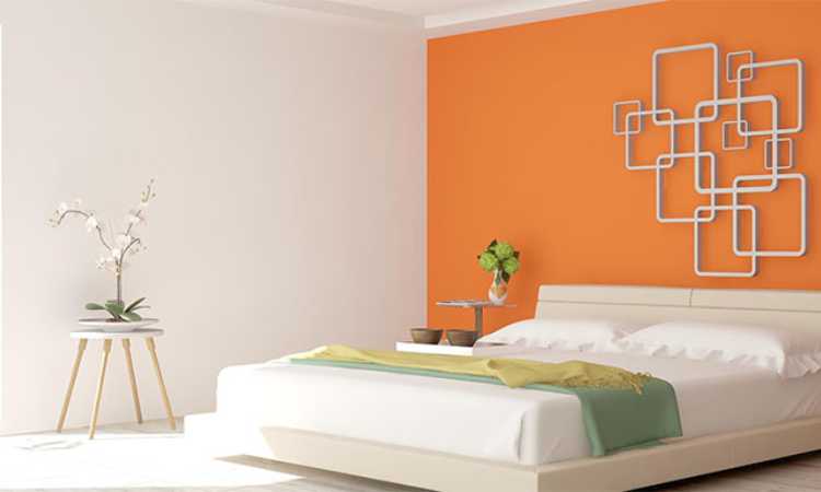 orange two colour combination for bedroom walls