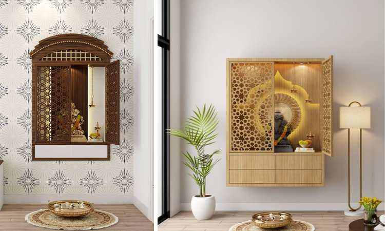 Small Mandir Design for home with Doors