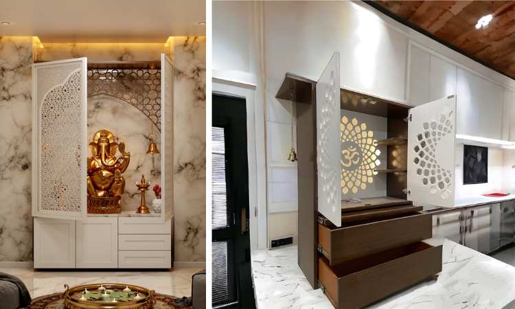 Modern Mandir Design with Doors