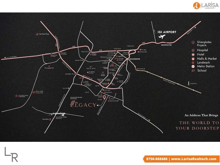 Silverglades The Legacy Gurgaon Location Map