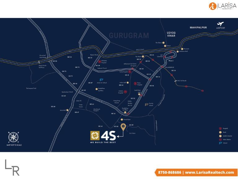 4S Aurrum Sector 59 Gurgaon Location Map