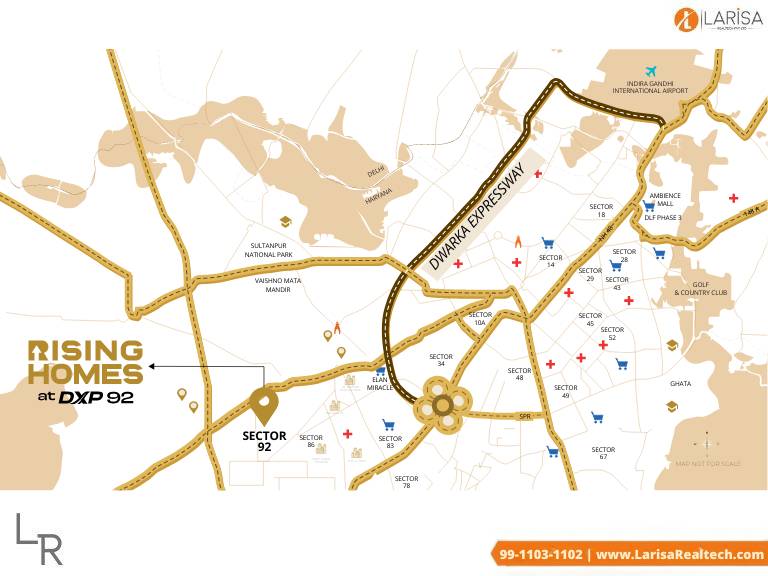 Rising Homes Sector 92 Location Map